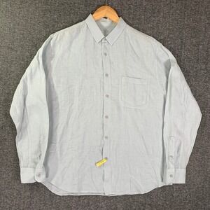 Outlier Linen Shirt Men Large Blue Button Up Long Sleeve